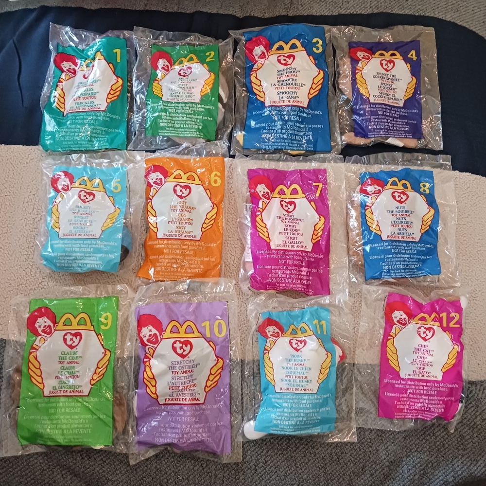 McDonald's Happy Meal Ty Beanie Babies Complete Set Of 12 Collector Set 1999